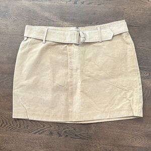 Weather Vane Tan Leather Mini Skirt with Belt‎
